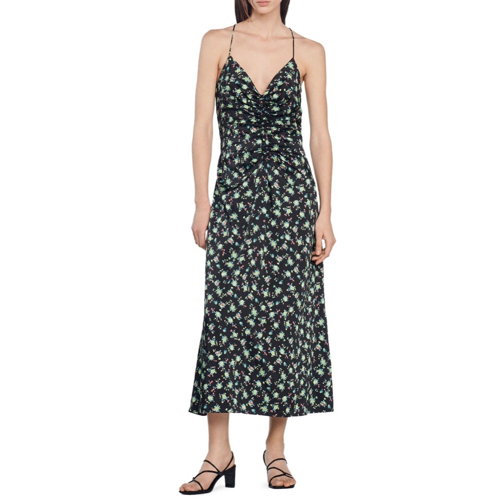 🍋‍🟩 Sandro Paola Floral Print Slip Dress
